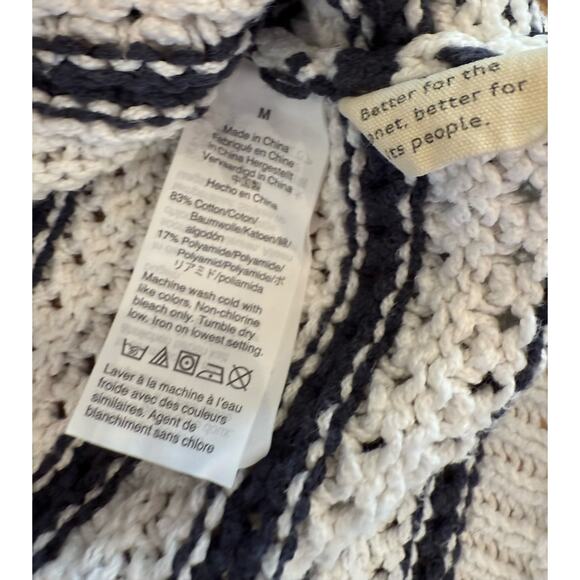 Madewell Austen Open Knit White Navy Striped Sweater Medium - Picture 4 of 6